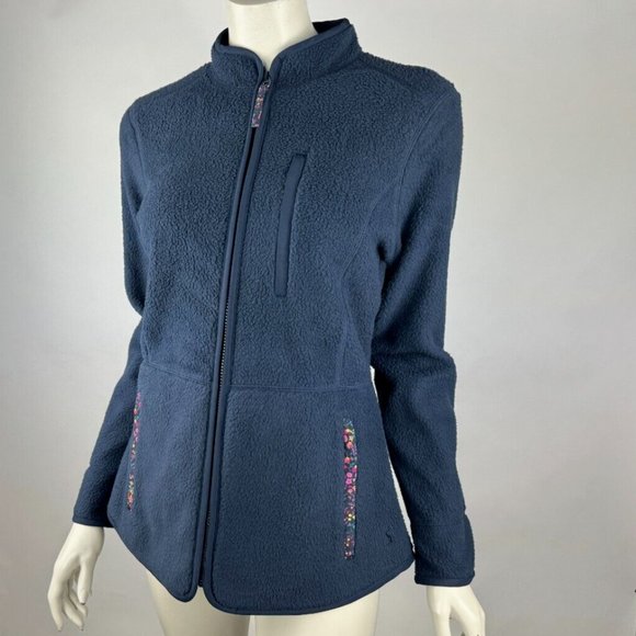 Joules Hadleigh Fleece Jacket Women 6 NWT Navy Full Zip Lined Zipper‎ Pocket - Picture 4 of 16